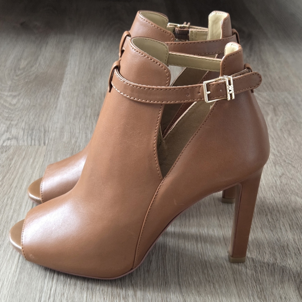 Michael Kors Lawson Leather Open-Toe Ankle Boot